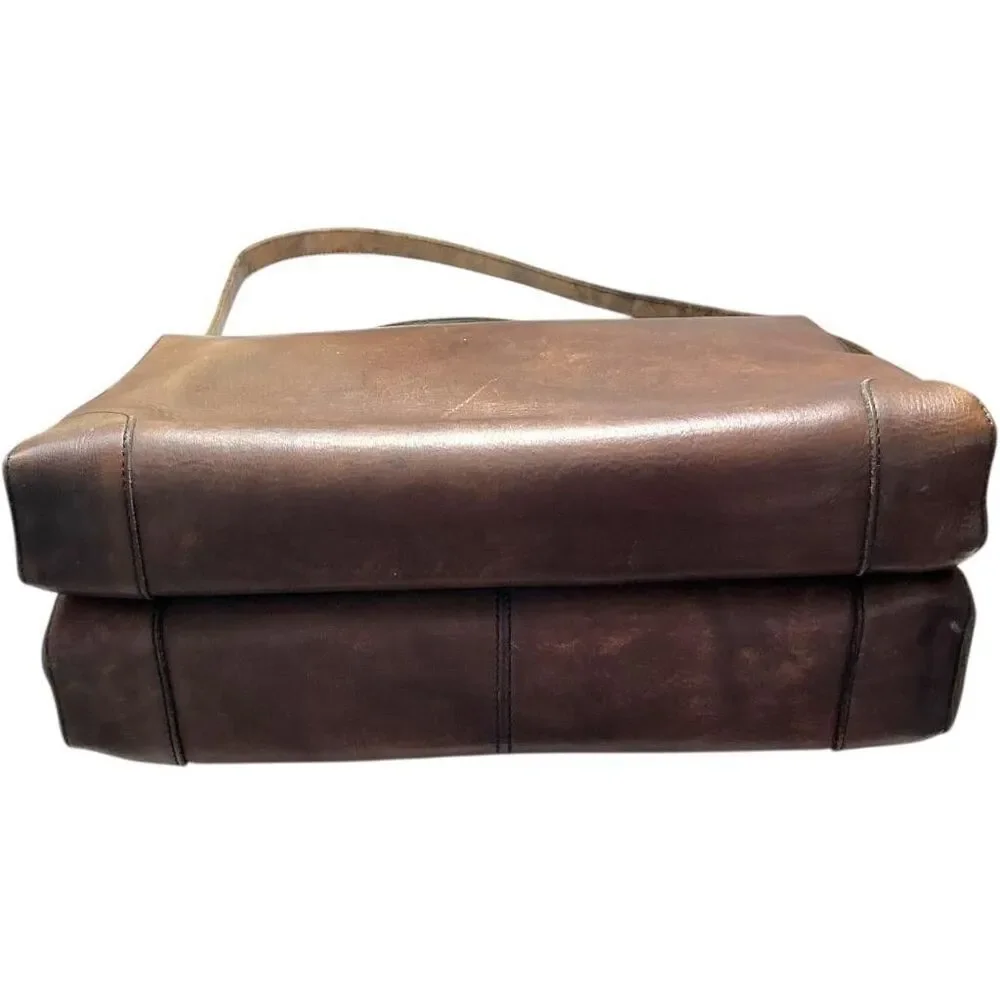 Gold Pfeil Leather Shoulder Bag Brown Medium Top Handle Shoulder Strap Vintage